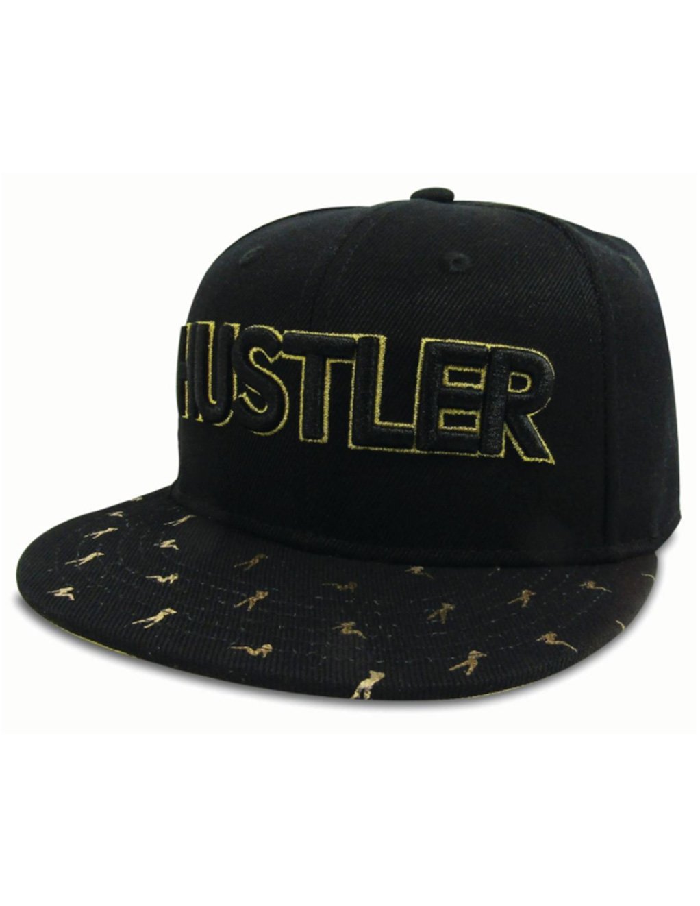 Hustler Gold Silhouette Pattern Hat-BLACK/GOLD