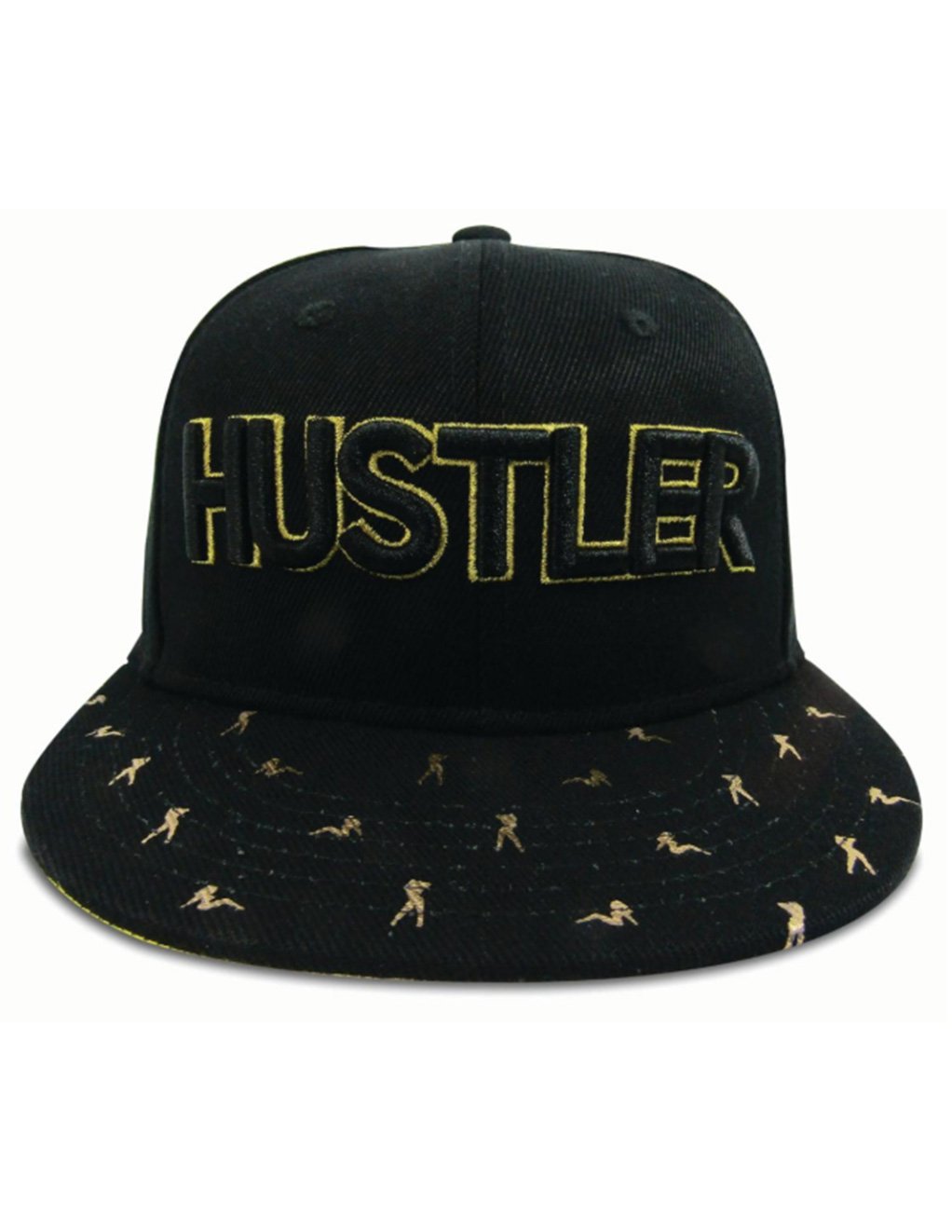 Hustler Gold Silhouette Pattern Hat-BLACK/GOLD