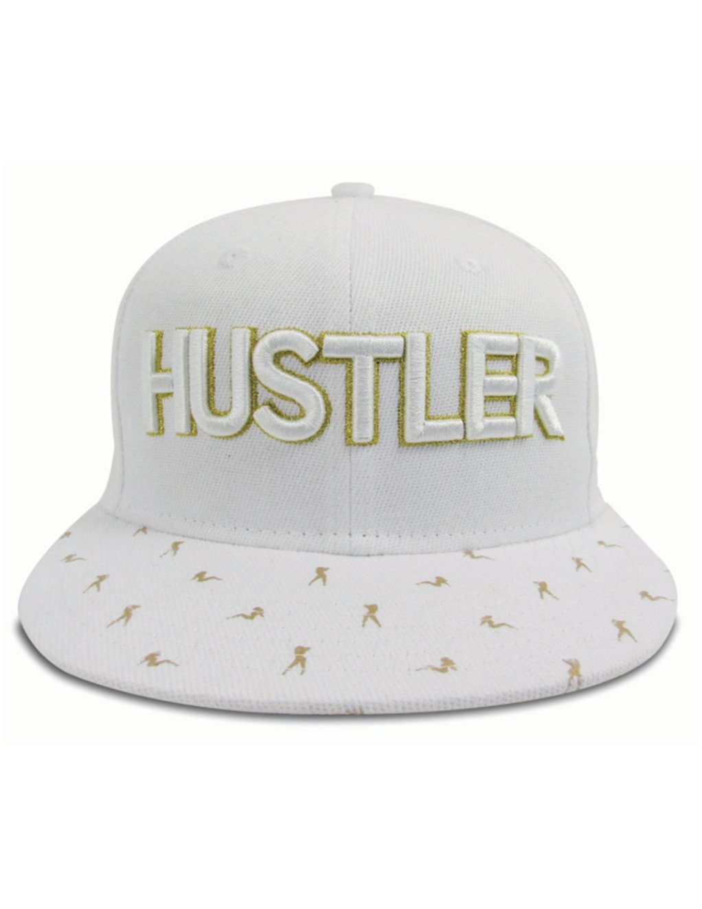 Hustler Gold Silhouette Pattern Hat-WHITE/GOLD