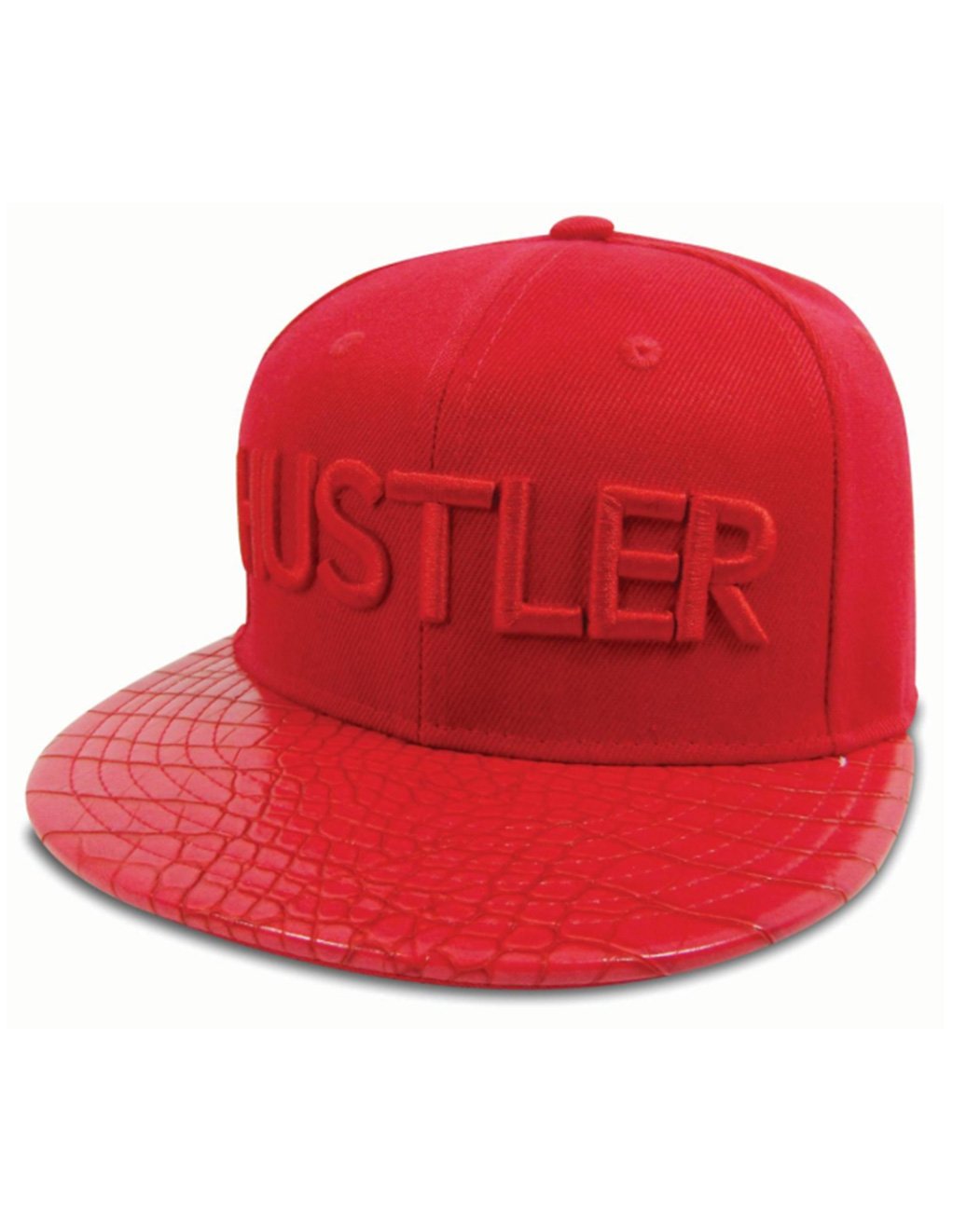 Hustler Classic Logo Reptile Brim Hat-RED/RED