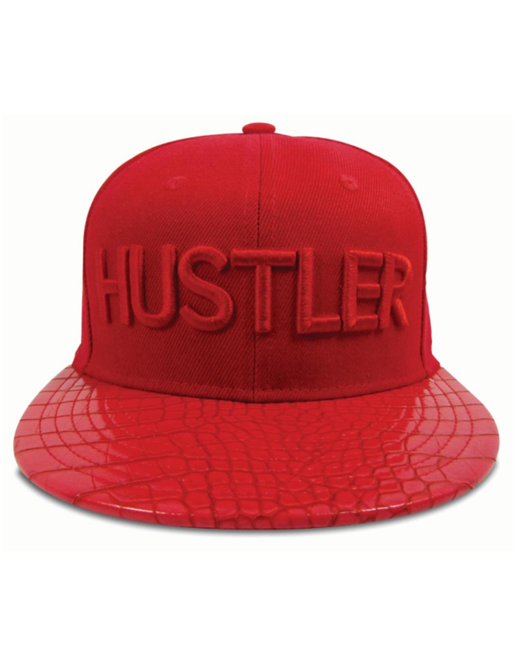 Hustler Classic Logo Reptile Brim Hat-RED/RED