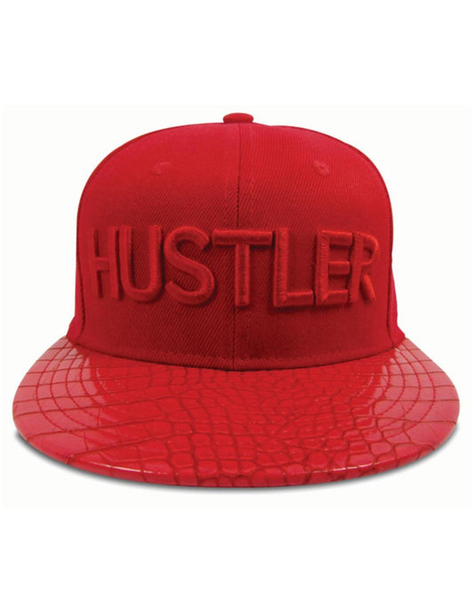 Hustler Classic Logo Reptile Brim Hat-RED/RED