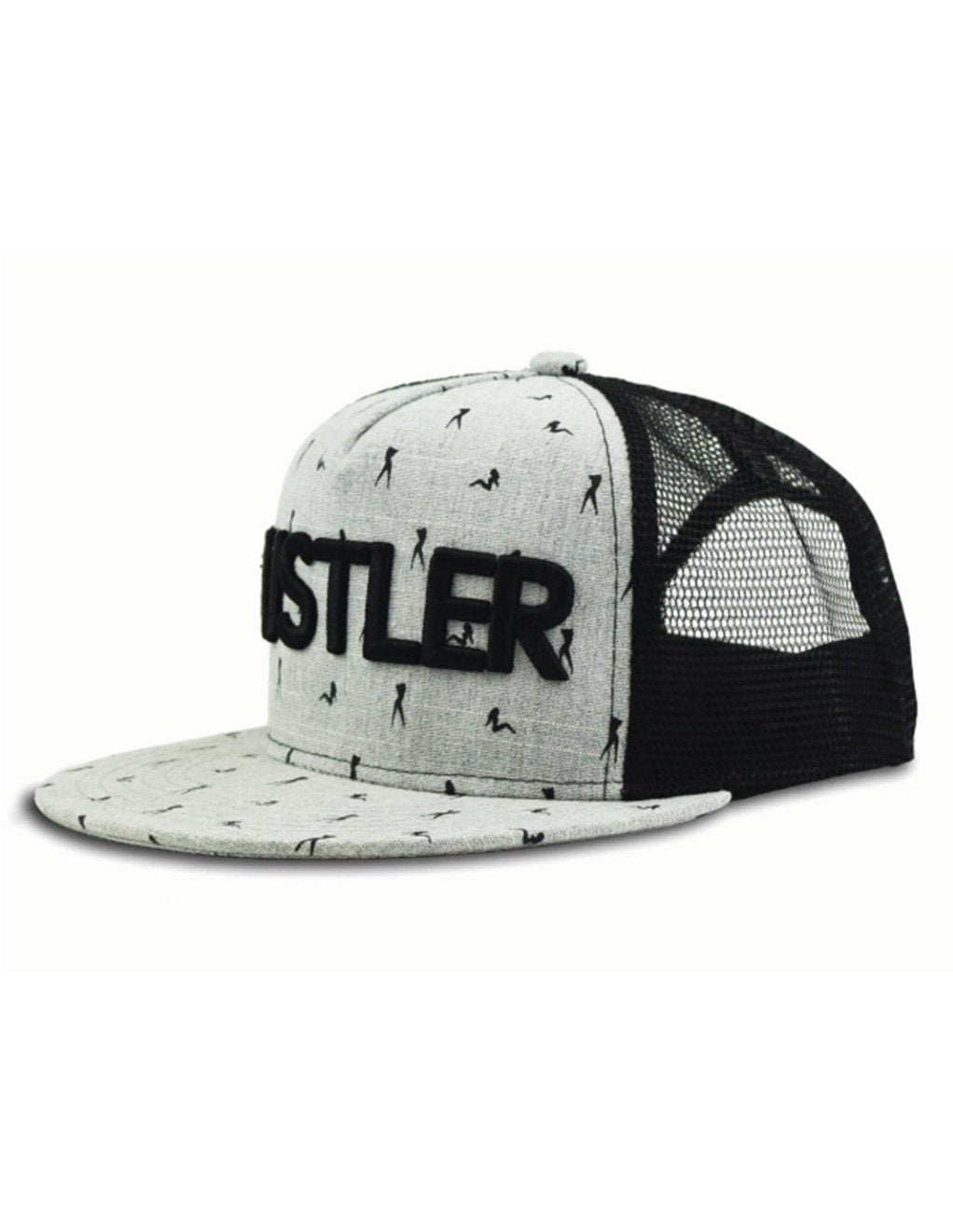 Hustler Logo And Silhouette Pattern 2 Tone Hat-GREY/BLACK
