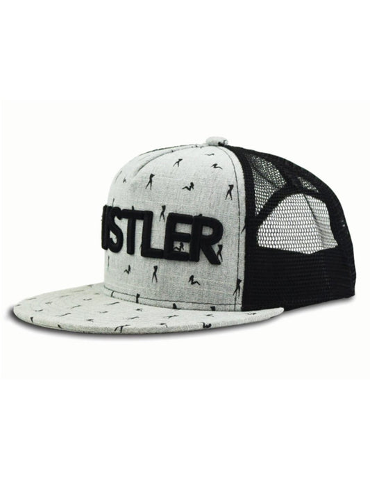 Hustler Logo And Silhouette Pattern 2 Tone Hat-GREY/BLACK