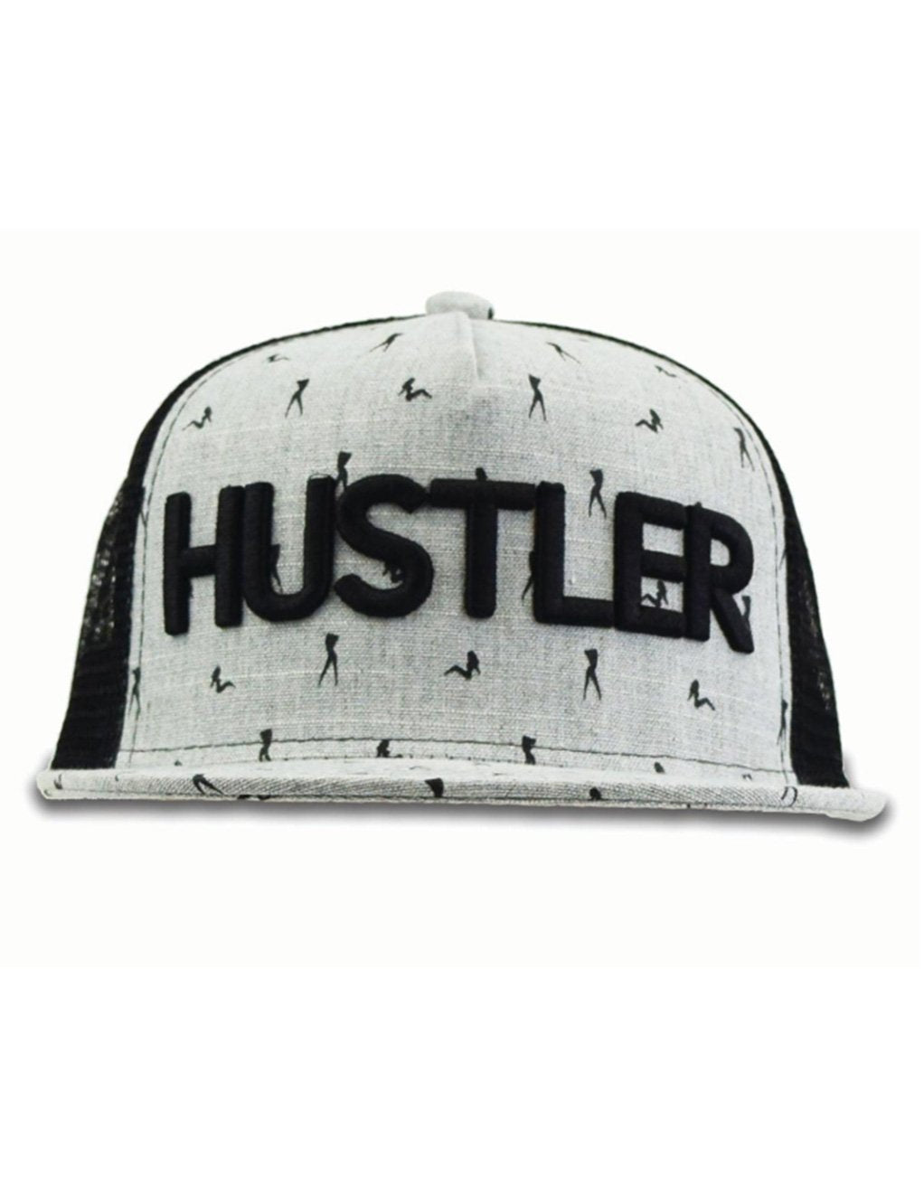 Hustler Logo And Silhouette Pattern 2 Tone Hat-GREY/BLACK