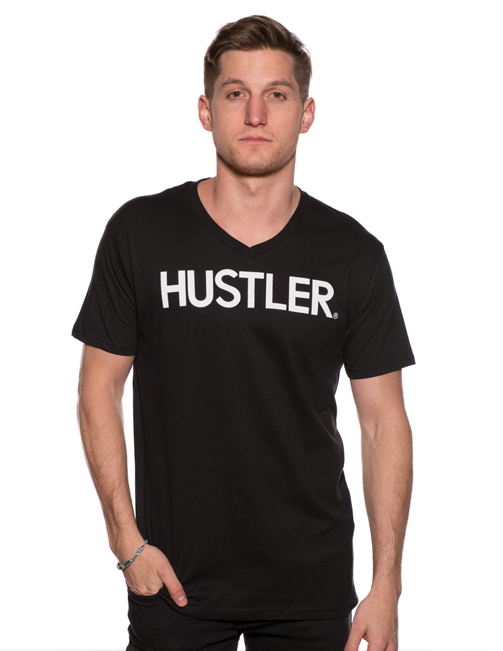 Hustler Black Mens Classic V-Neck Shirt
