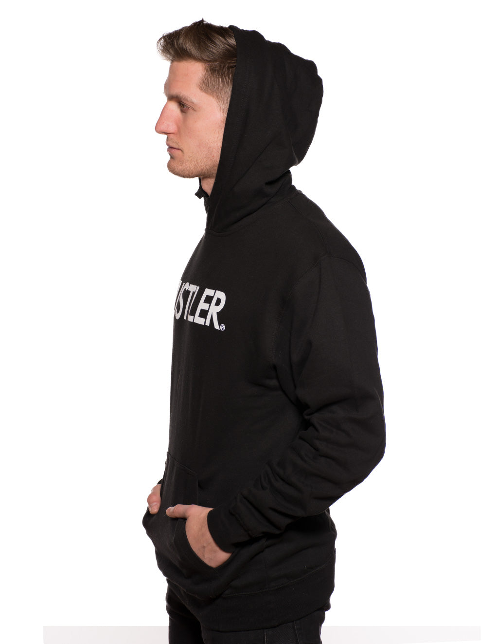 HUSTLER Classic Pull Over Hood Black Side