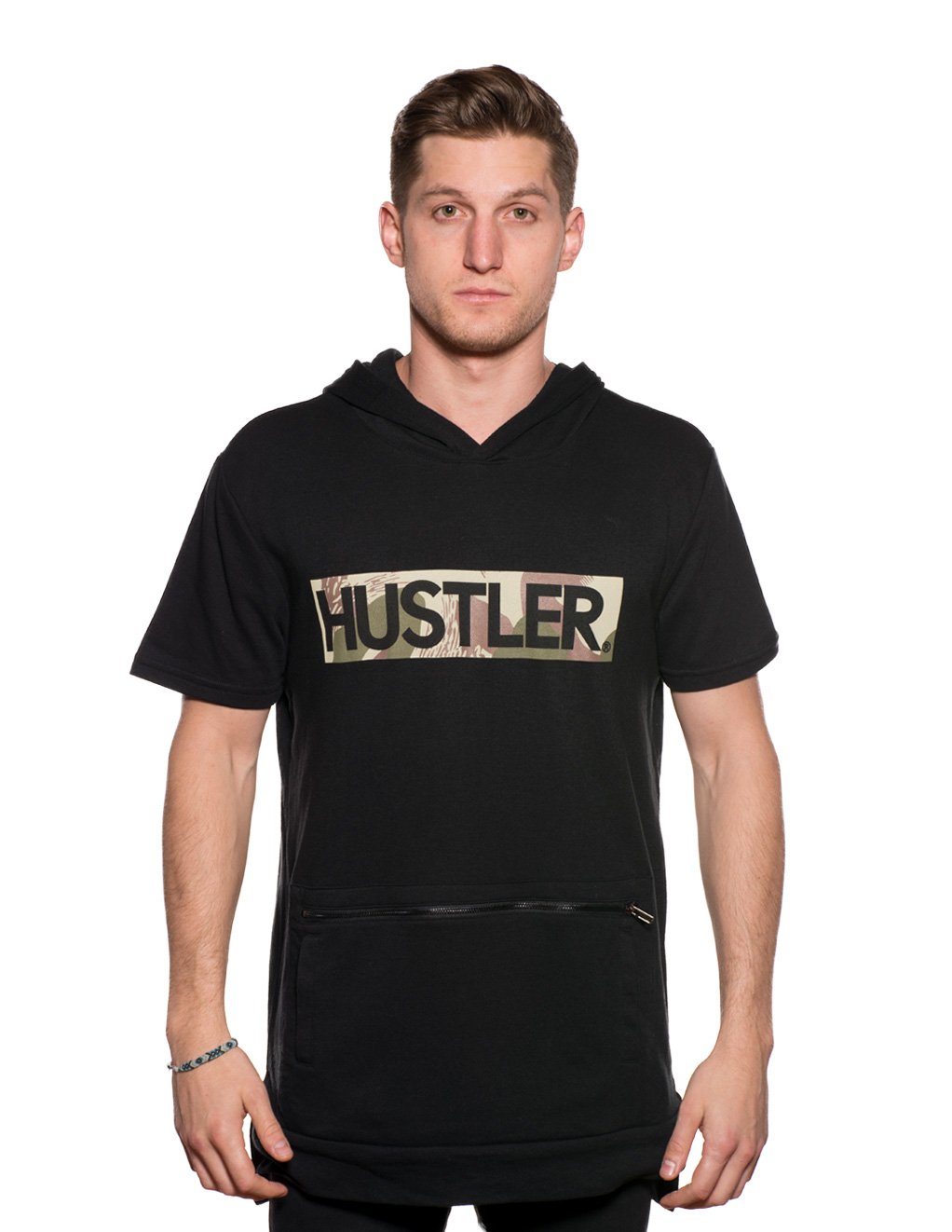 Hustler Men's Short Sleeve Pull Over Block Print Top