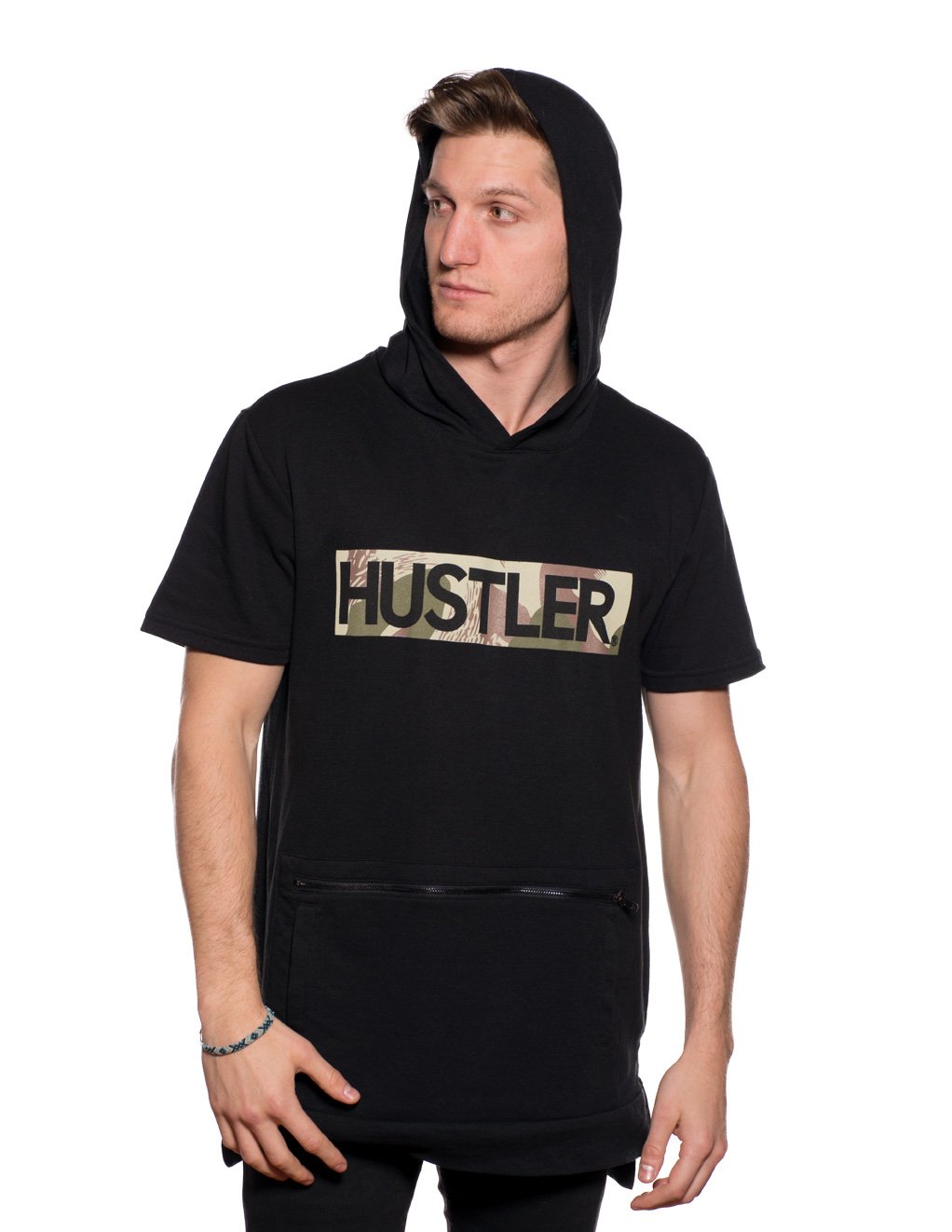 Hustler Men's Short Sleeve Pull Over Block Print Top