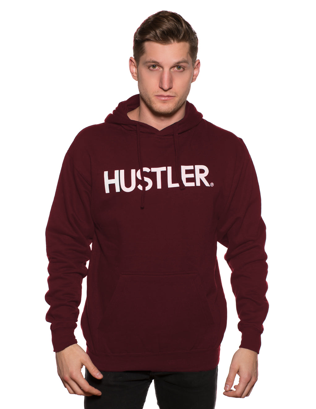 HUSTLER Classic Pull Over Hood Burgundy Front