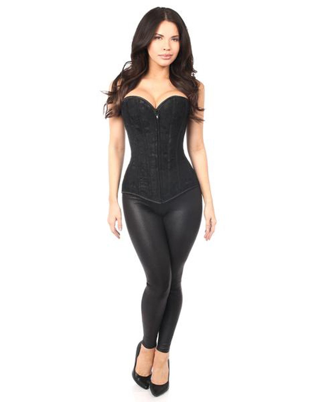Daisy Corsets Small Lavish Black Lace Front Zipper Corset Black