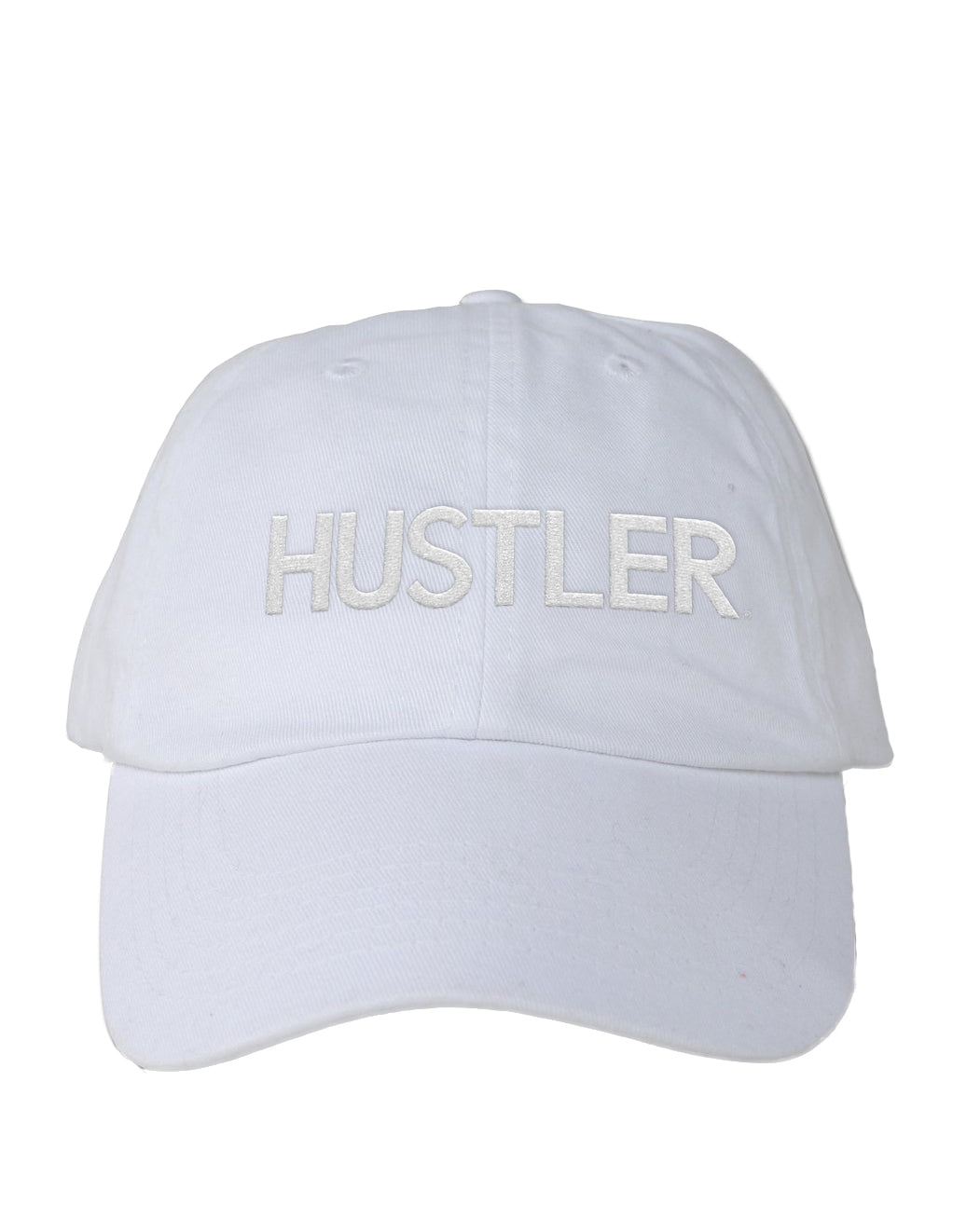 HUSTLER Classic Curved Brim Hat-WHITE/PINK