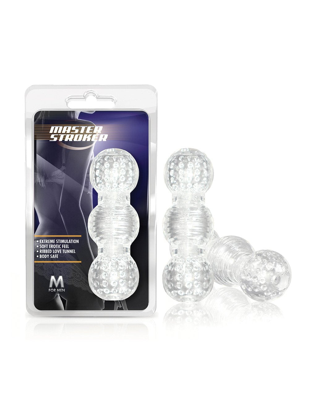 M For Men by Blush Novelties Master Stroker Clear Masturbator with Packaging