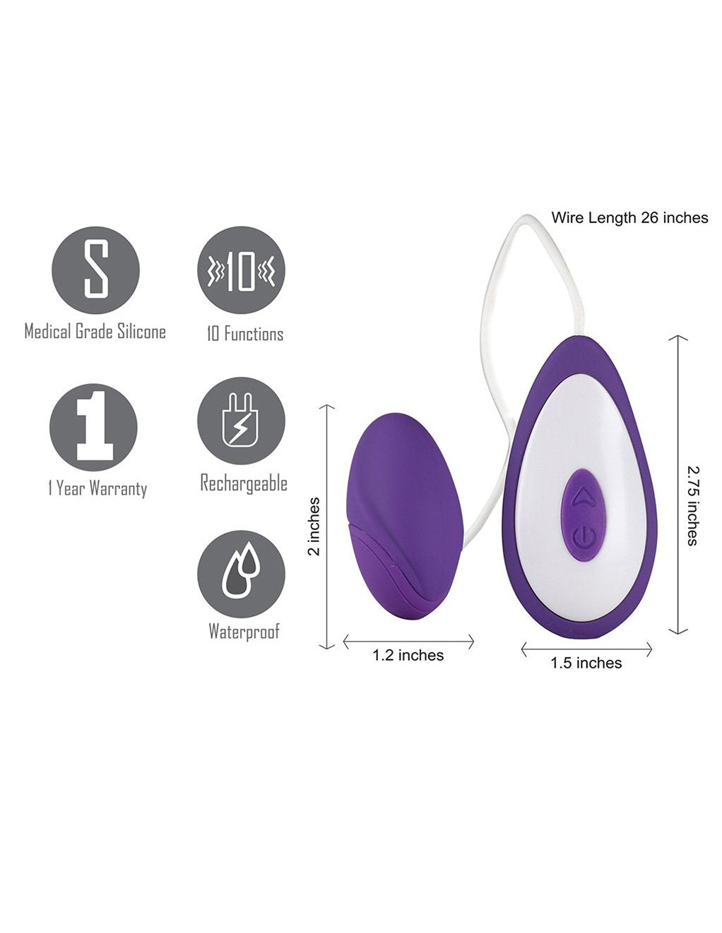 Maia Jace USB Rechargeable Wired 10-Speed Bullet Vibrator features