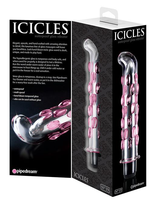 Icicles No 19 Vibrating GSpot Vibrator 7.5 Inch Pink Package
