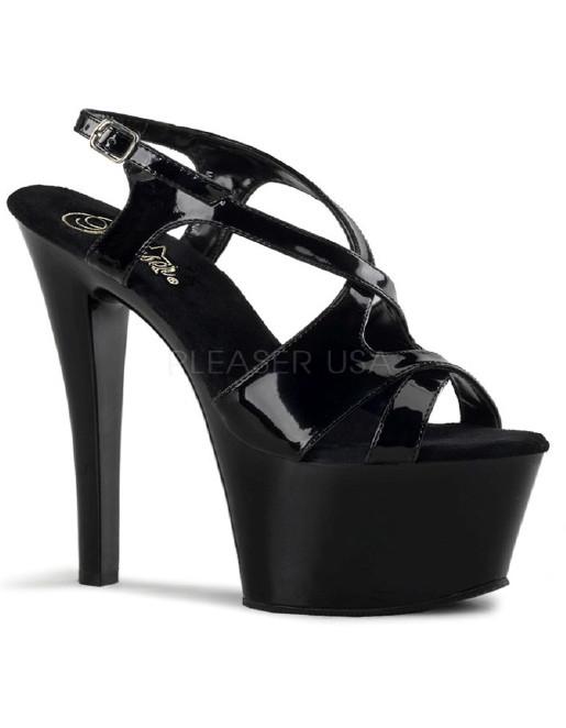 Pleaser Sky 330 Stiletto Heel Criss-Cross Back Black - Accessories - Footwear