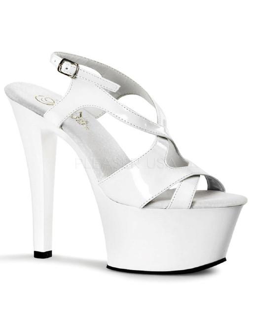 Pleaser Sky 330 Stiletto Heel Criss-Cross Back White - Accessories - Footwear