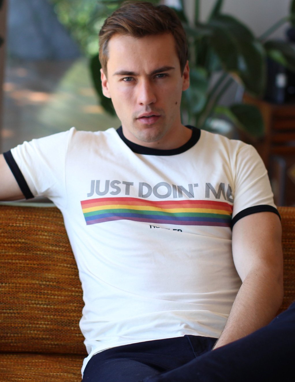 Hustler Men's Just Doin Me Pride T-Shirt Cream