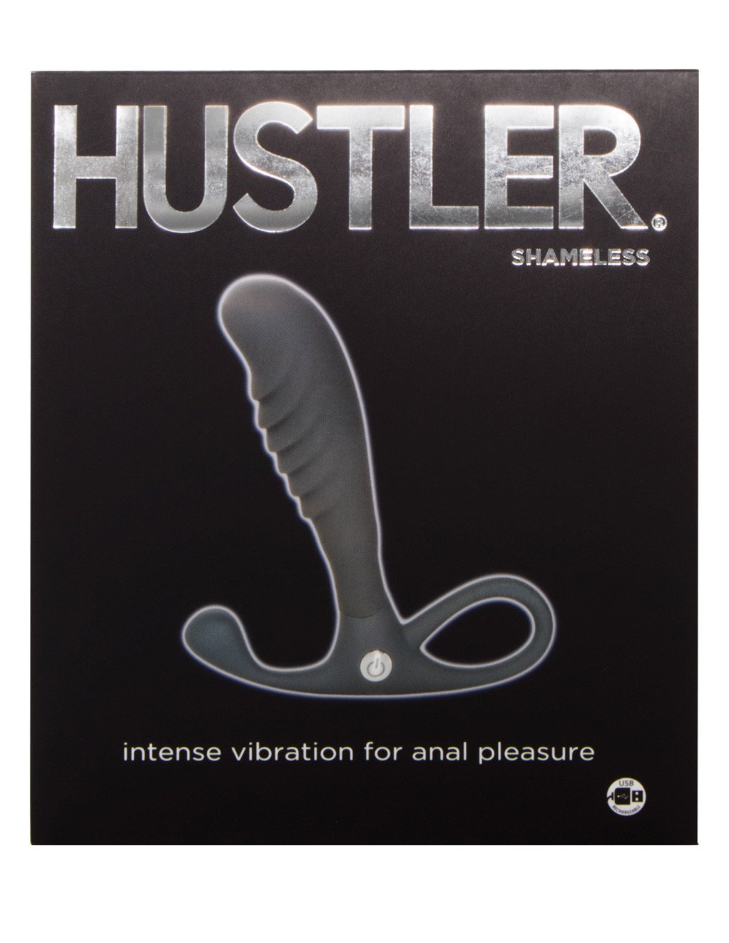 Hustler Shameless Powered Tapered Anal Probe Grey Front Package