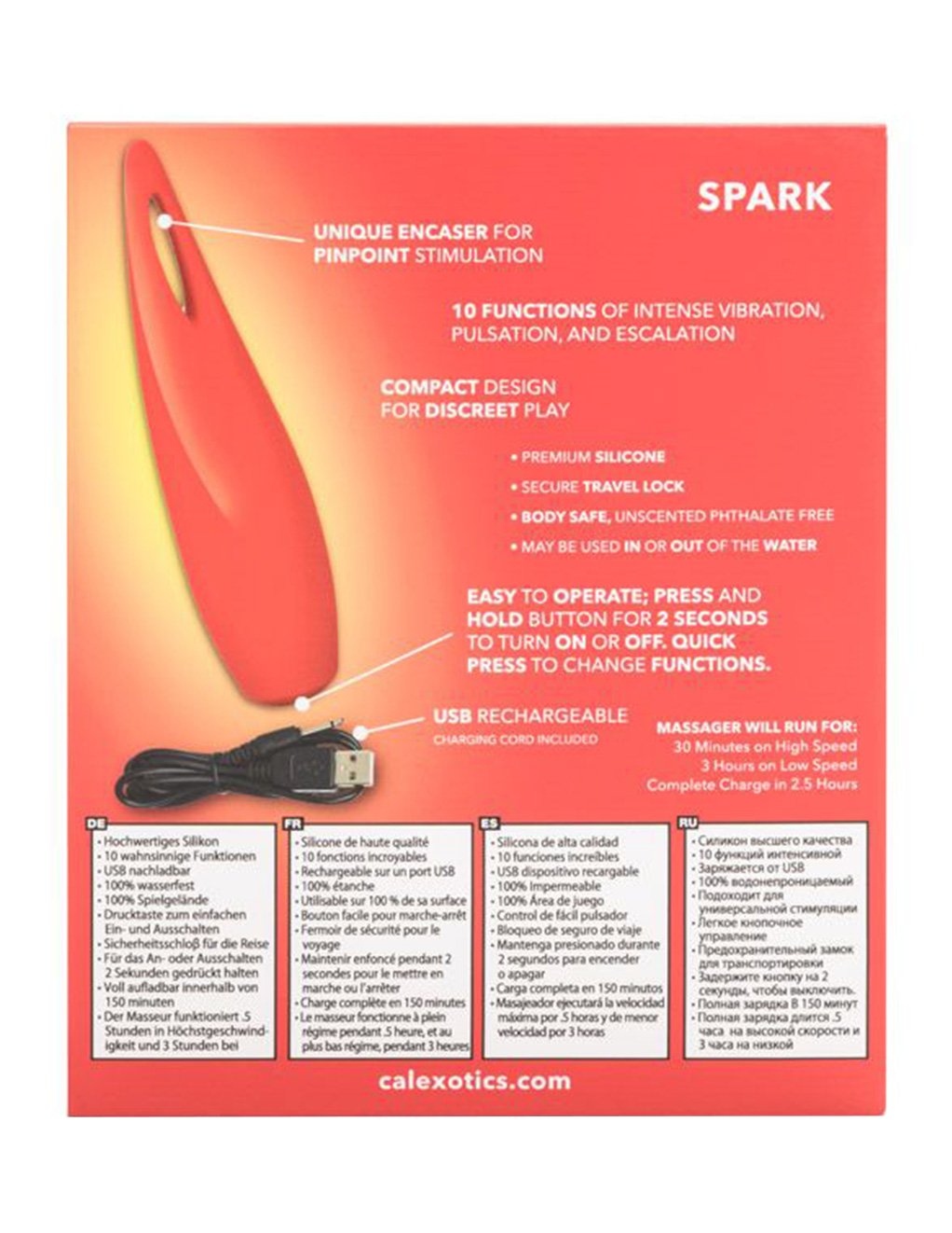 Cal Exotics Red Hot Spark Massager - Novelties - Massager