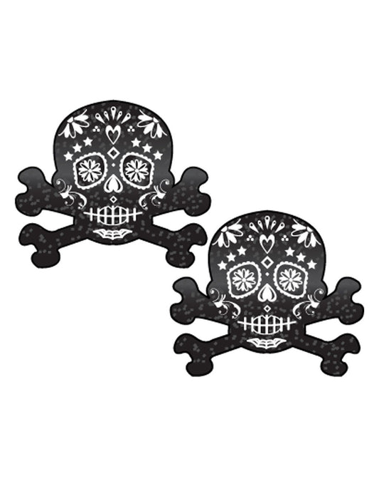 Pastease Glitter Candy Skull Nipple Pasties Black