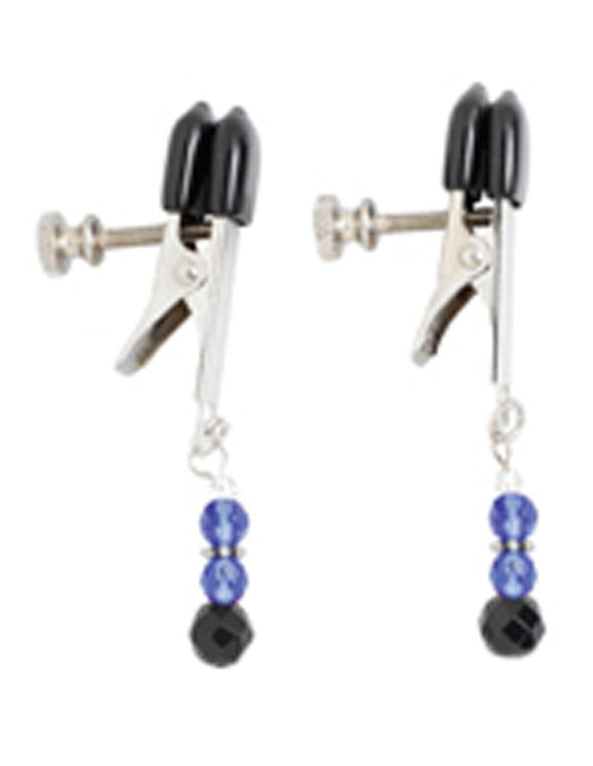 Spartacus Broad Tip Adjustable Beaded Nipple Clamps Blue