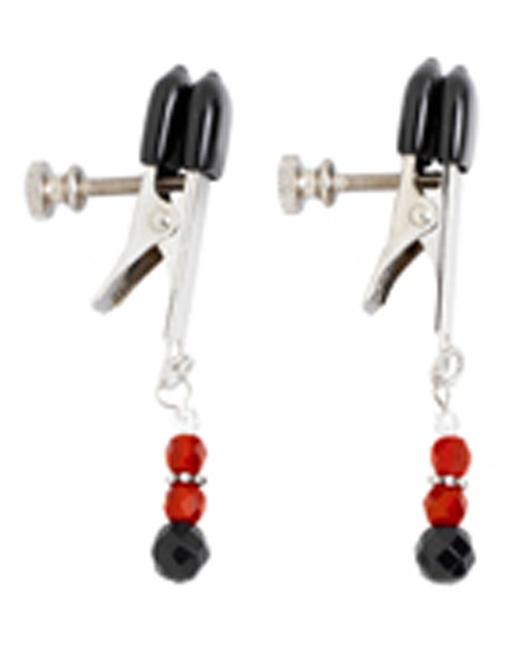 Spartacus Broad Tip Adjustable Beaded Nipple Clamps Red