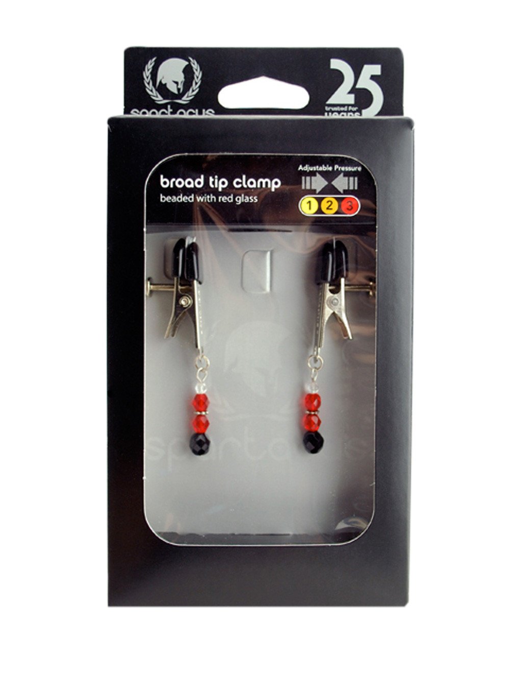 Spartacus Broad Tip Adjustable Beaded Nipple Clamps Red packaging