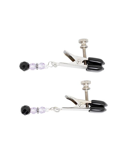 Spartacus Adjustable Broad Tip Beaded Clamps Purple - Fetish BDSM - Nipple play