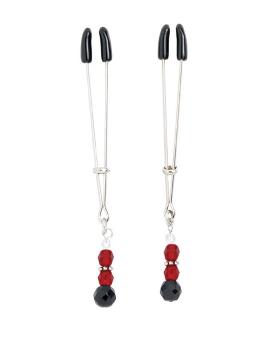 Spartacus Beaded Tweezer Nipple Clamps Red
