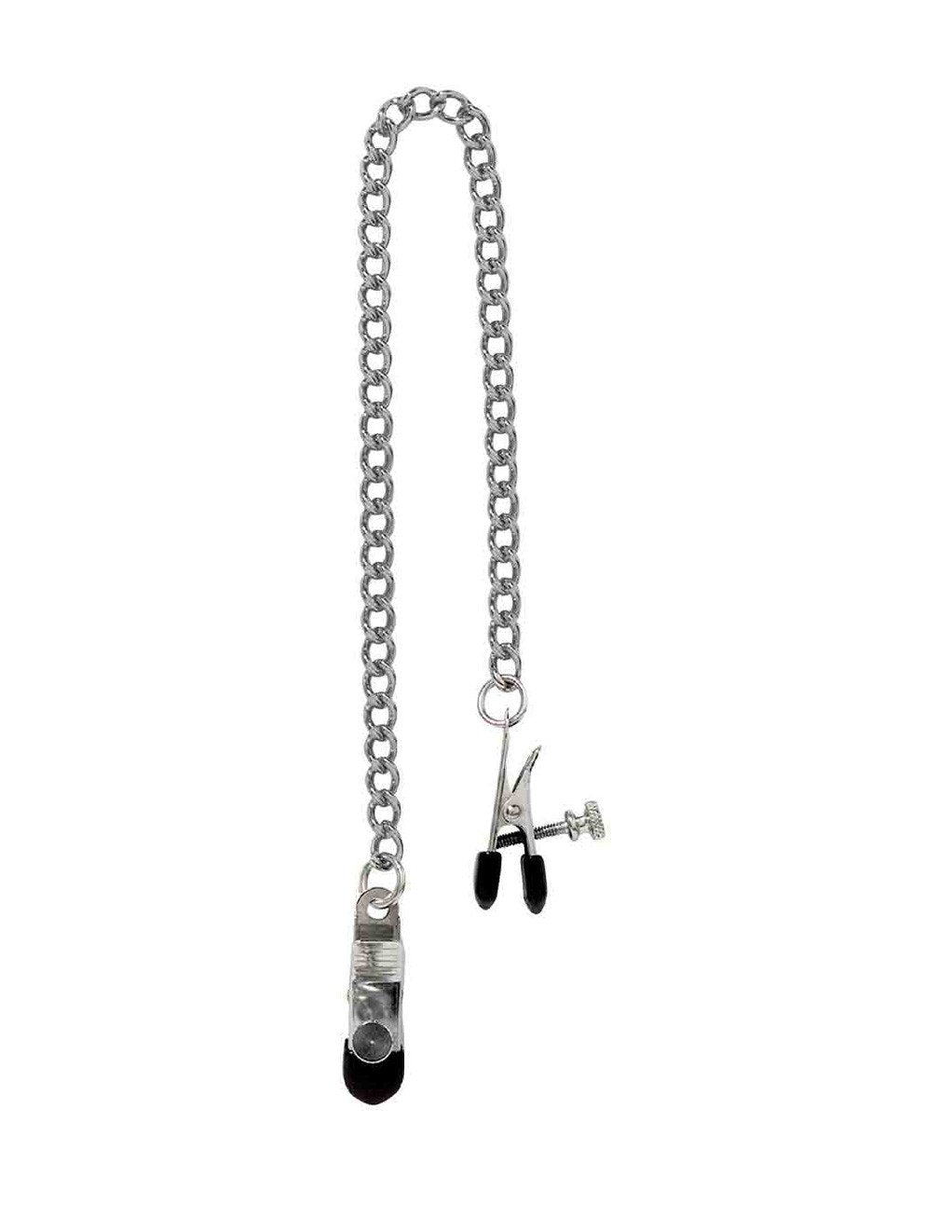 Spartacus Broad Tip Adjustable Chained Nipple Clamps Silver