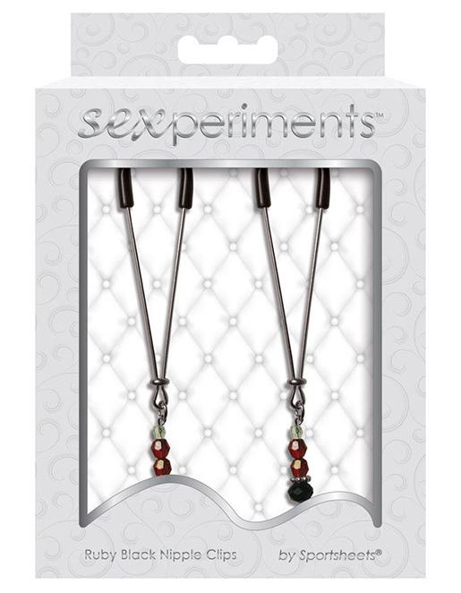 Sportsheets Sexperiments Ruby Black Nipple Clips - Fetish BDSM - Nipple play
