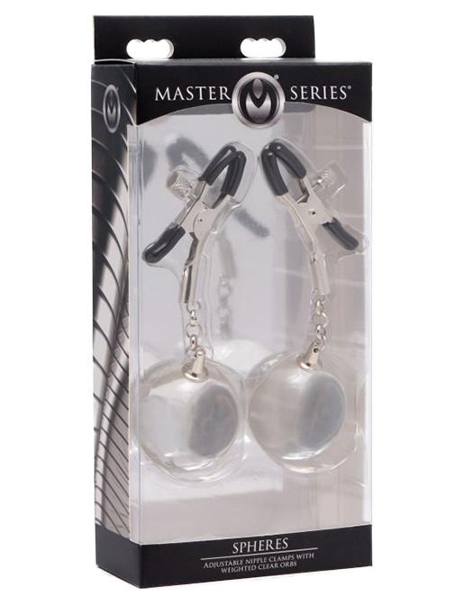 Spheres Adjustable NIPPLE CLAMPS WITH WEIGHTED BALLS box