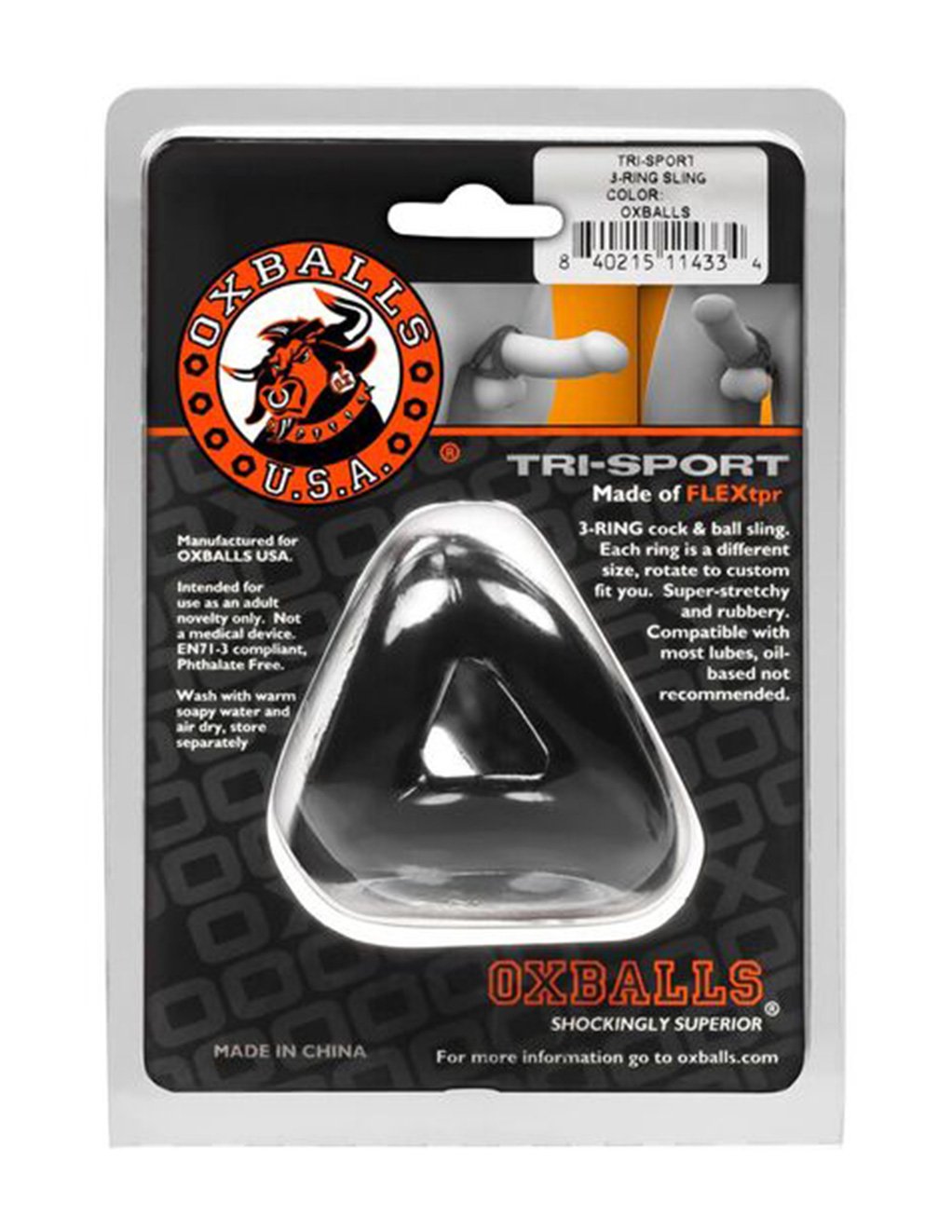 Oxballs Tri Sport Cocksling Black - Novelties - Cockring