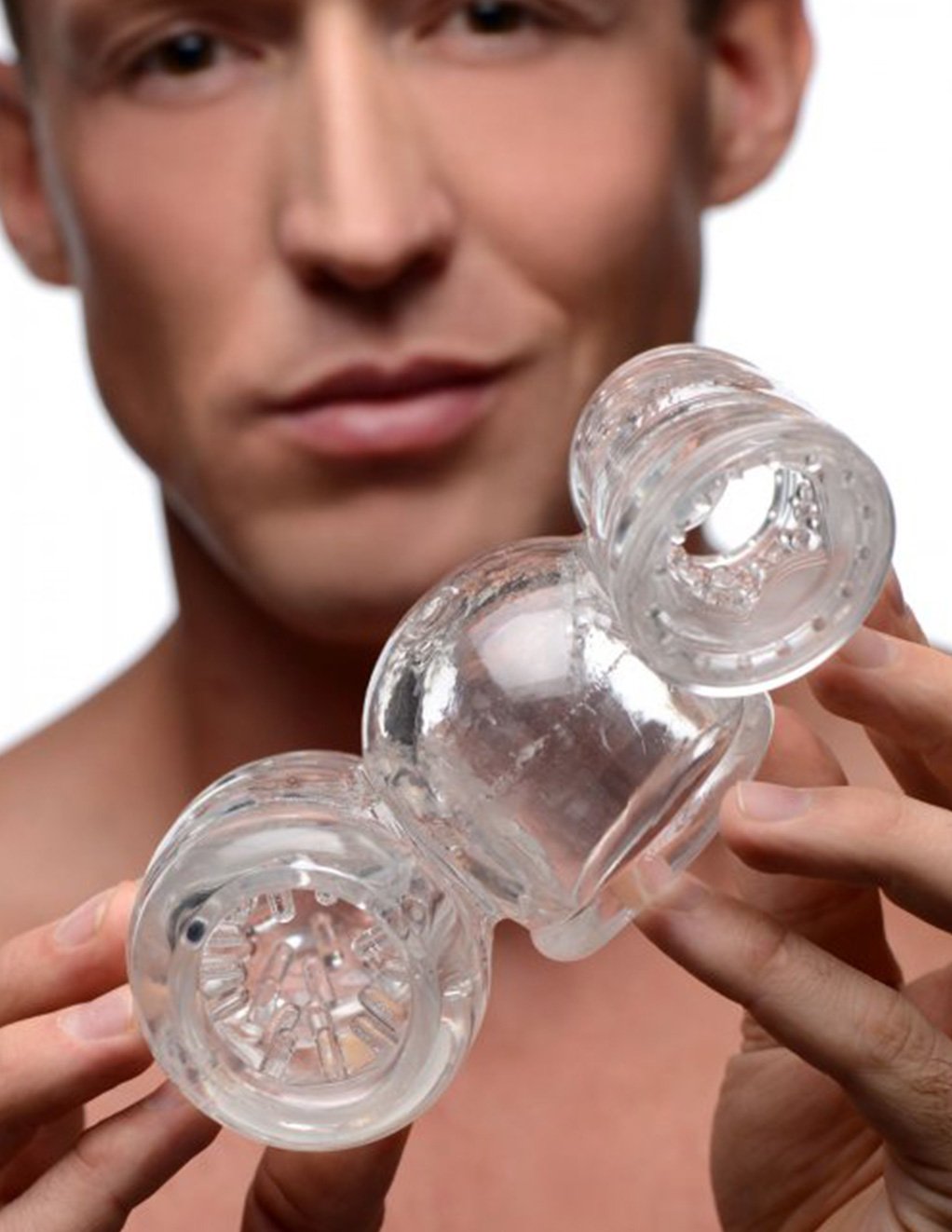 XR Brands Clear Twin Turbo Strokers Attachment Sex Toy