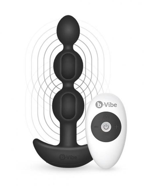 B-Vibe Triplet Vibrating Anal Beads Black