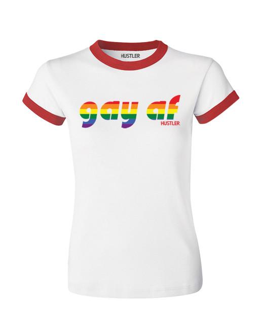 Hustler Women's Gay AF Pride Ringer Tee