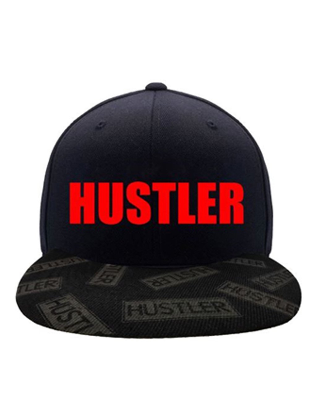Hustler Big Logo Hat With Denim Stamp Printed Brim-BK/RD