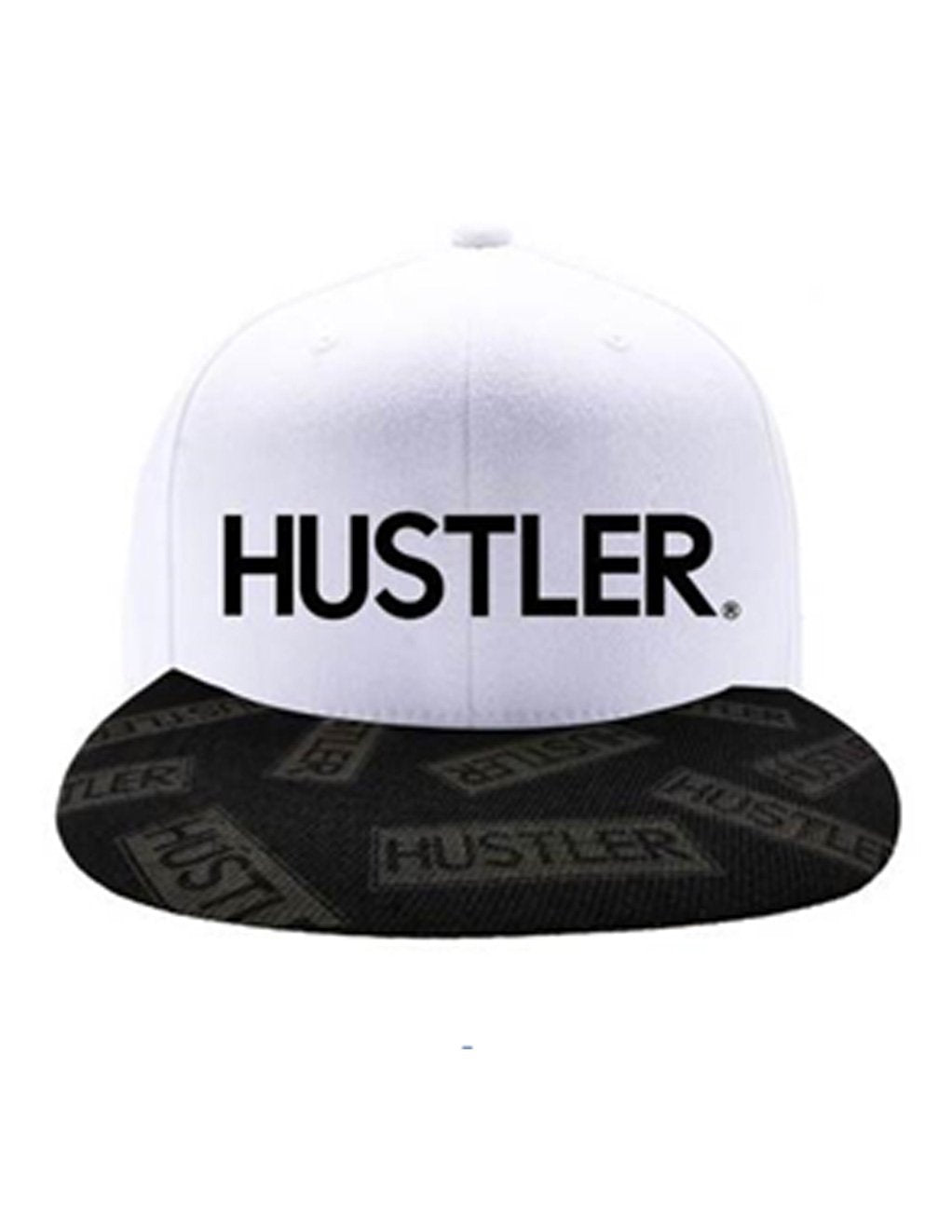 Hustler Logo Hat With Denim Stamp Printed Brim-WH/BK