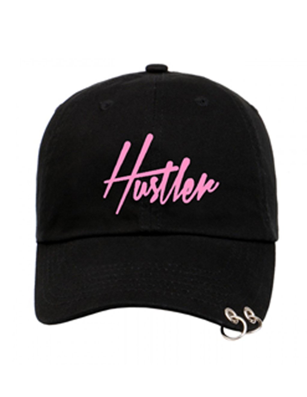 Hustler Logo Suede Grommet Curved Brim Hat-BLACK