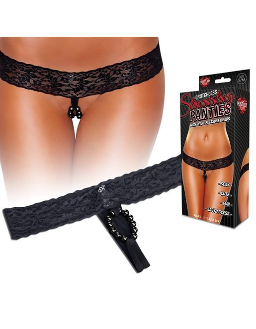 Hustler Lingerie Lace Thong with Pleasure Beads