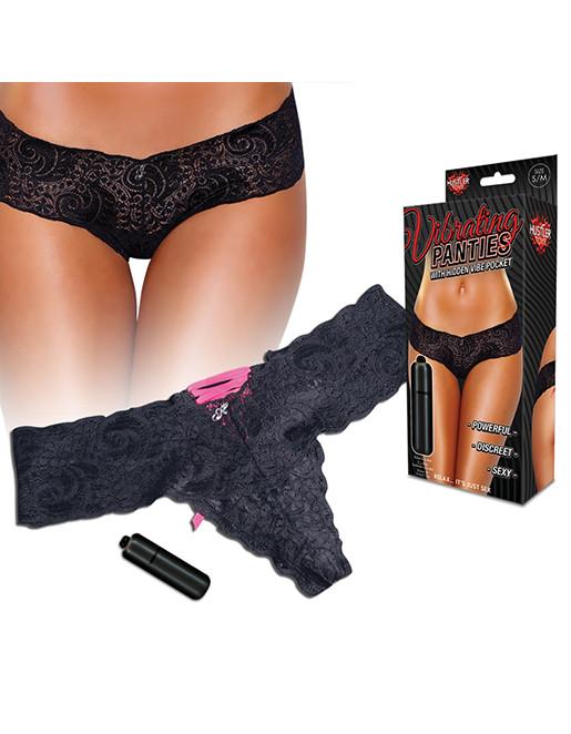 Hustler Lingerie Lace Up Back Vibrating Panty - Novelties - External