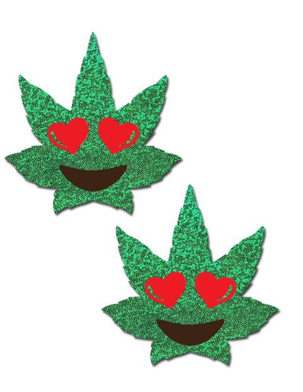 Pot Leaf With Heart Eyes Pasties
