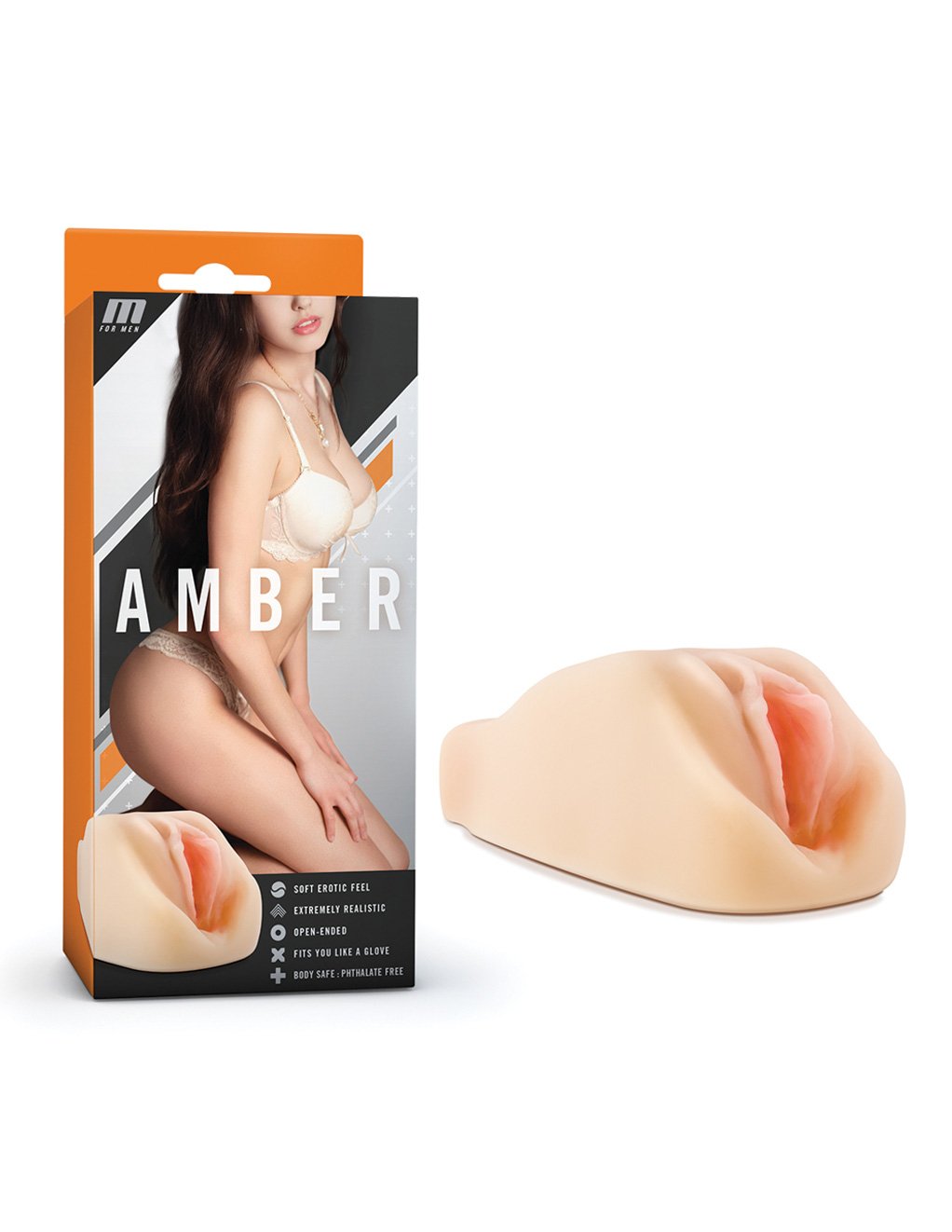 M For Men By Blush Novelties Amber Open-Ended Masturbator Beige