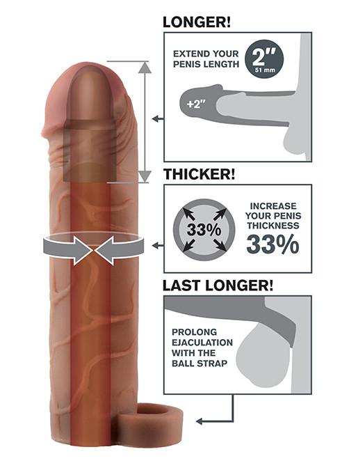 Fantasy X-Tensions Perfect 2 Inch Extender with Ball Strap Brown