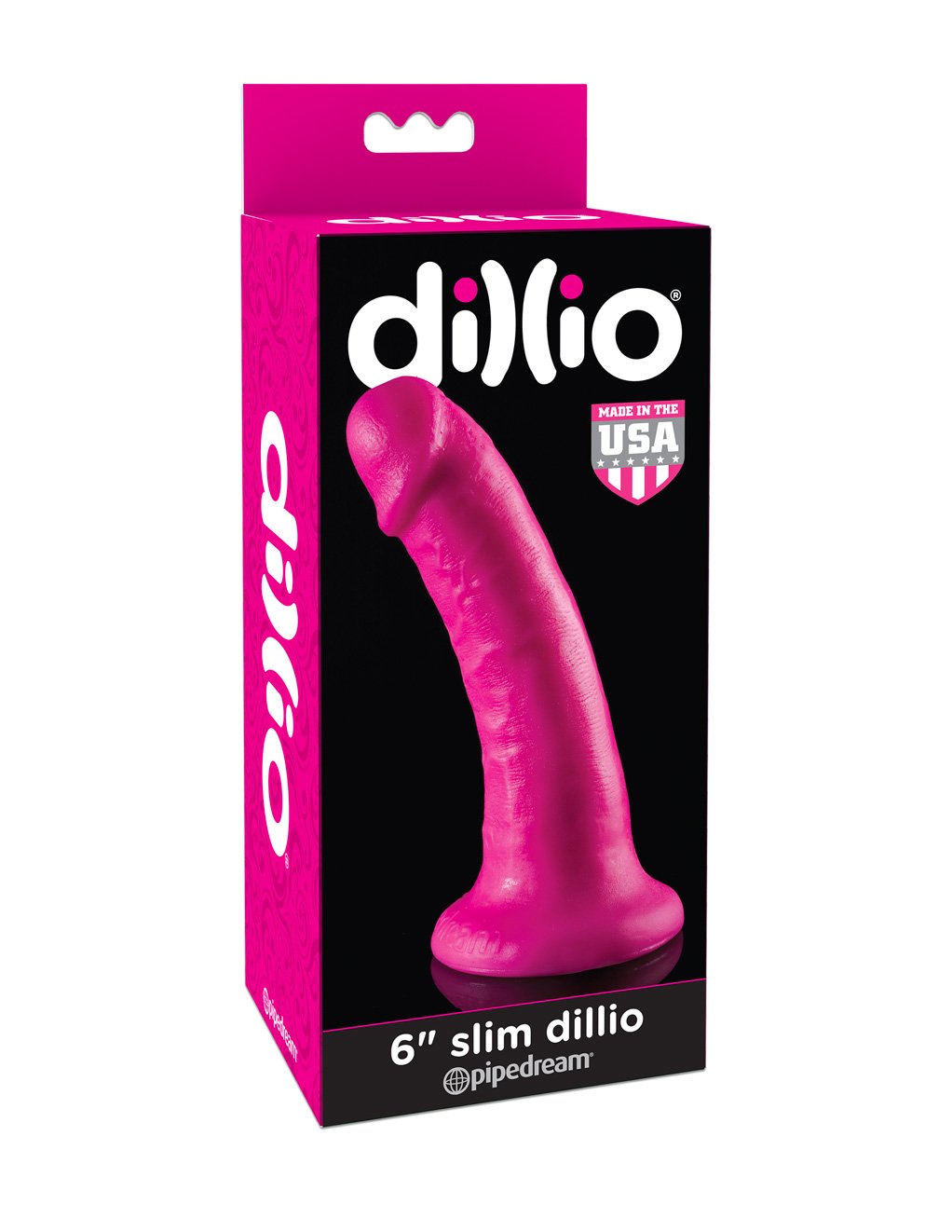 Dillio Slim Suction Cup 6 Inch Dildo Pink Packaging