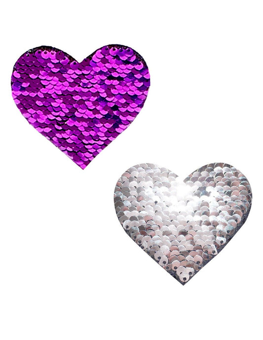 Neva Nude Raven Reversible Sequin Heart Pasties - Lingerie - Accessories