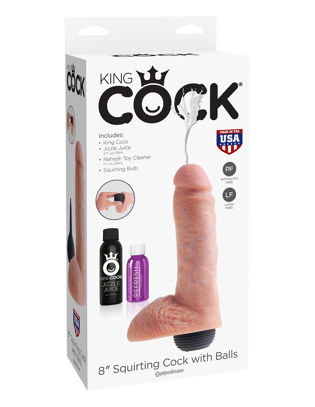 Pipedream King Cock 8 Inch Squirting Cock with Balls