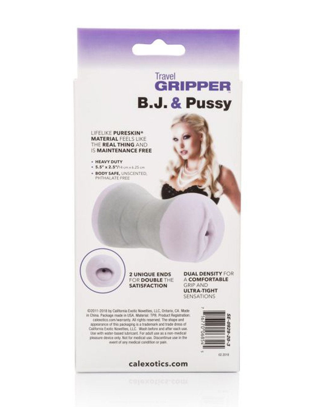 Cal Exotics Travel Gripper BJ & Pussy Masturbator package back