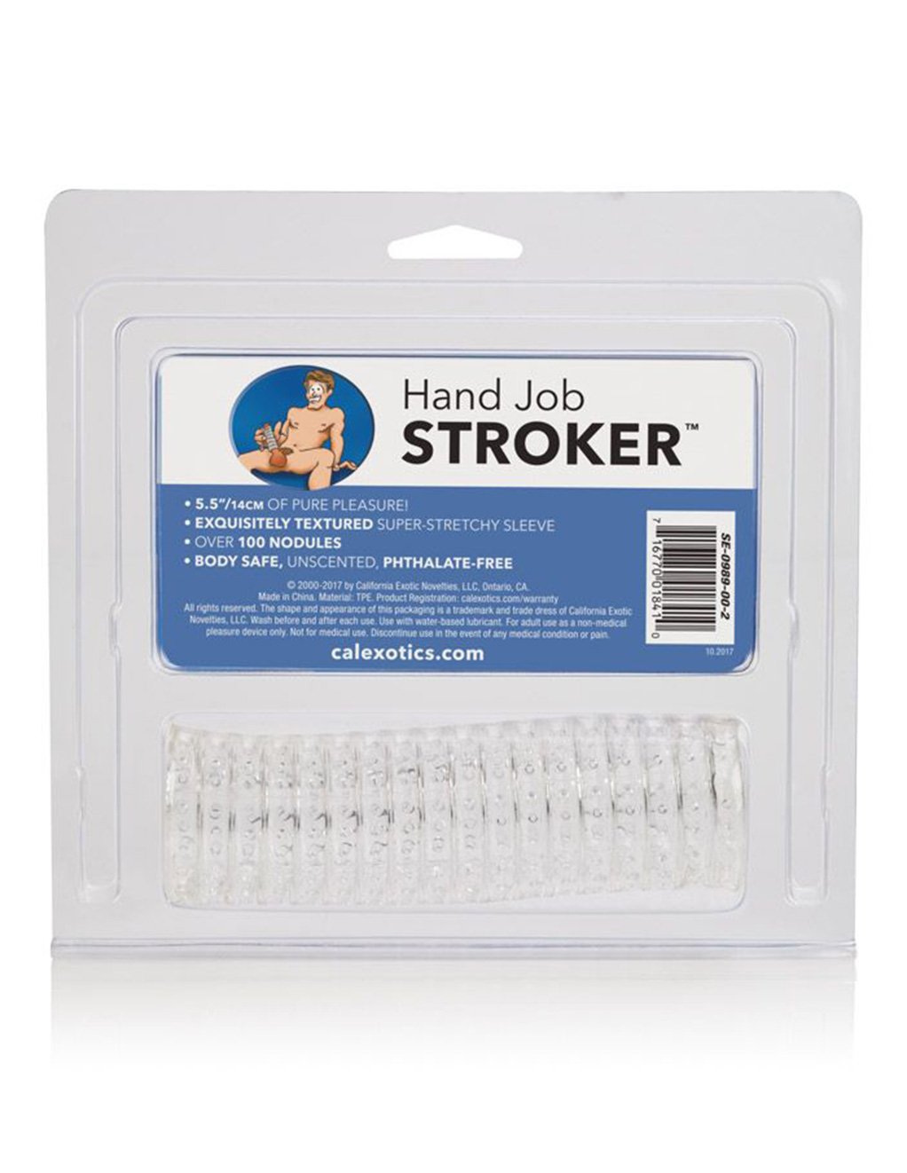 Cal Exotics Clear Hand Job Stroker packaging back
